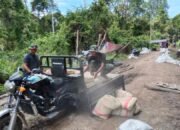 Pengangkutan Semen Pakai Tossa Jadi Solusi Pengecoran Jalan Desa Talio TMMD 124